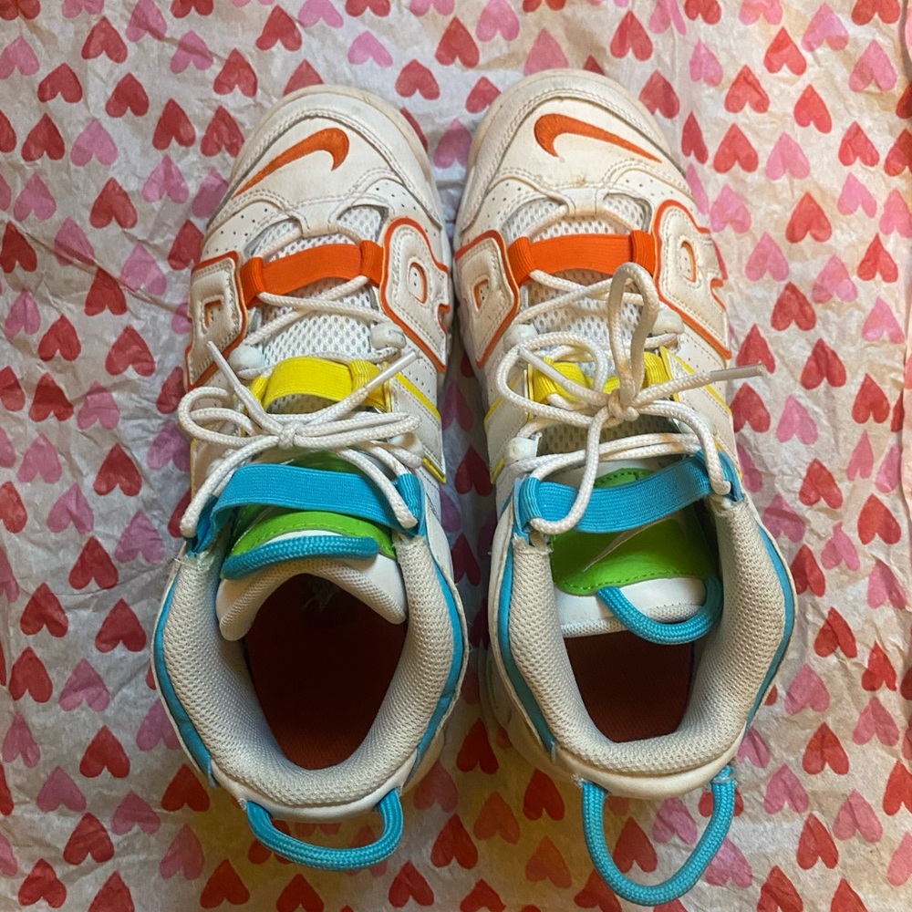Nike White Sneakers with Orange and Blue Accents